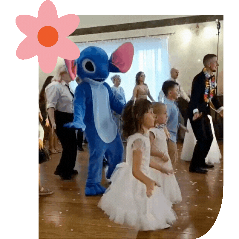 Maskotka Stitch na weselu Kielce 